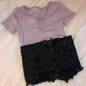 Black Ripped Jean Shorts From American Eagle